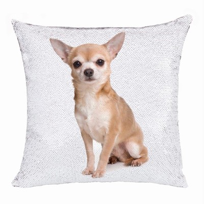 Personalized Two Photos Sequin Pillow Name Custom Gift